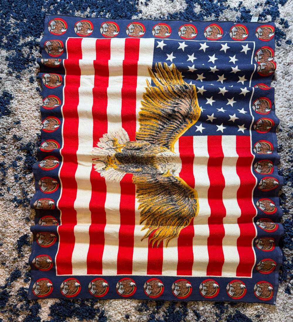 American Flag and Bald Eagle Pattern 100% Cotton wall hanging art / tapestry